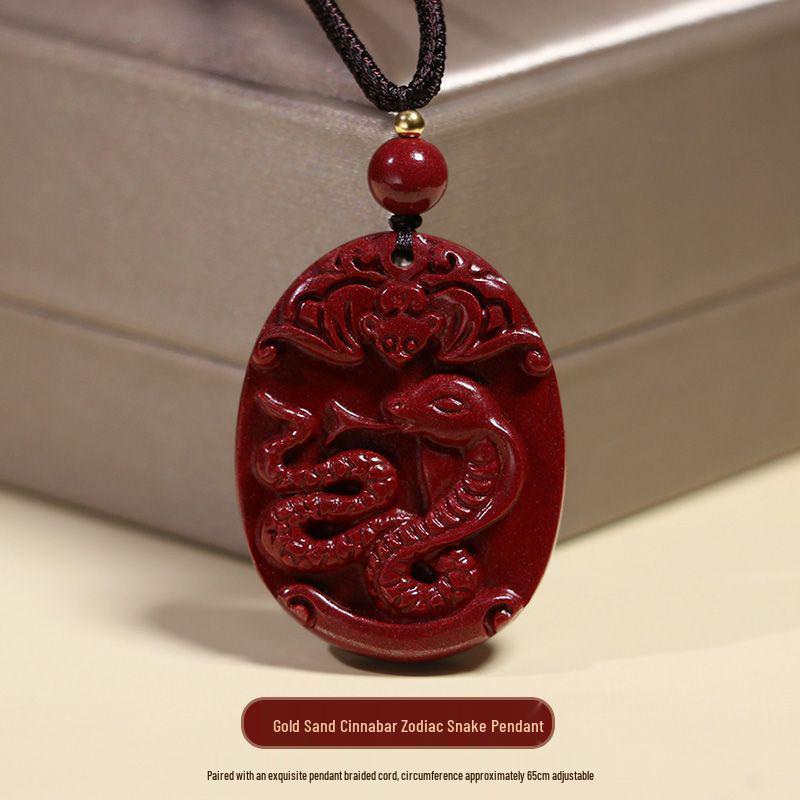

2024 Year of the Dragon Zodiac Pendant - Purple Gold Sand & Cinnabar for Men and Women