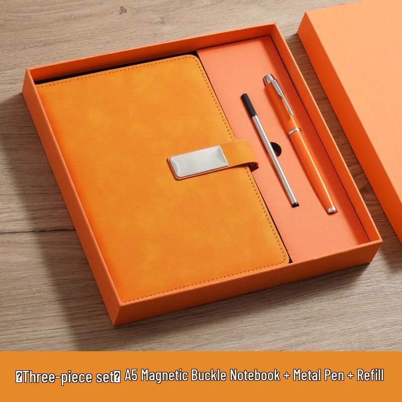 A5 Business Notebook Gift Set: Custom Leather-Feel Buckle Style Diary