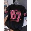 2026 Summer Valentine's Day Exclusive Sequin Print T-Shirt for Girls, Pure Cotton, Crew Neck, Comfortable and Breathable Clothes