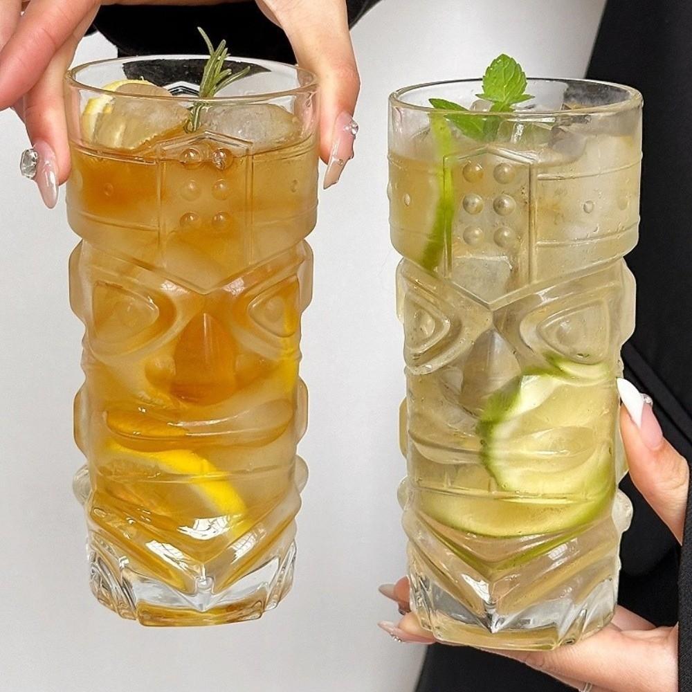 Vintage Mask Glass Cup Transparent Whiskey Cup Creative Juice Cup Bar