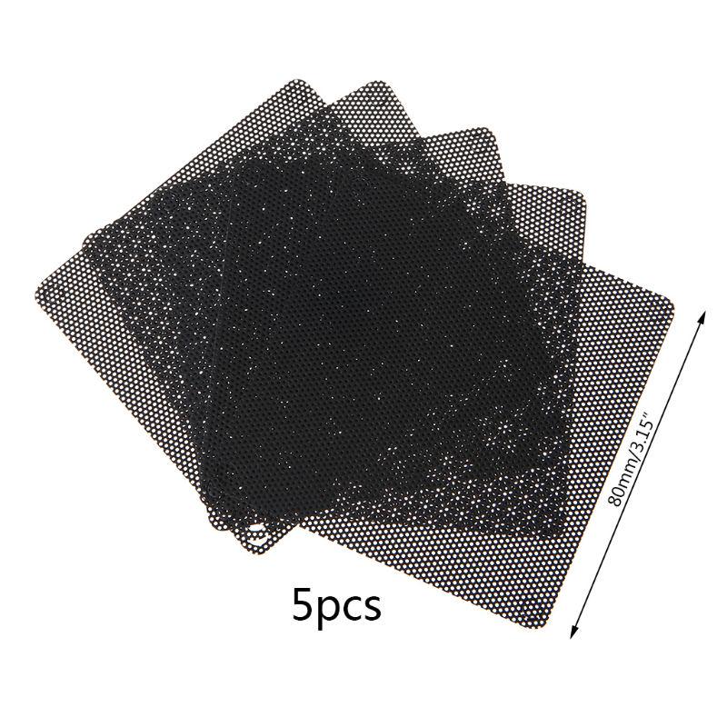 5PCS PVC Fan Dust Filter PC Dustproof Case Cuttable Computer Mesh Cover 40mm 50mm 60mm 70mm 80mm 90mm 120mm 140mm Mesh Black