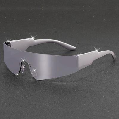 1 Pair Women's Futuristic Mirror Shield Flat Top Fashion Glasses for Parties Music Festivals Trendy