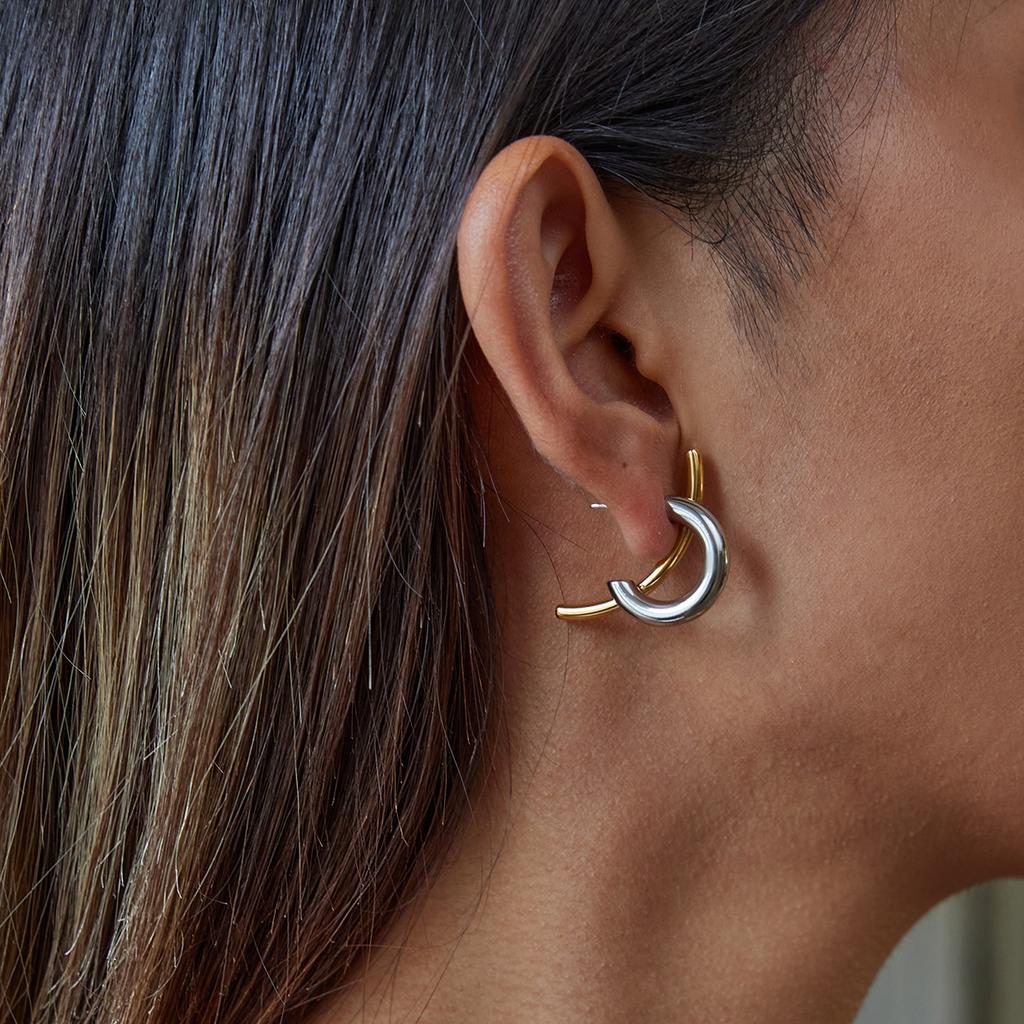Yori Hot Style Stainless Steel Simple Line Earrings for Women Waterproof PVD Gold Plated High Quality Versatile Jewelry