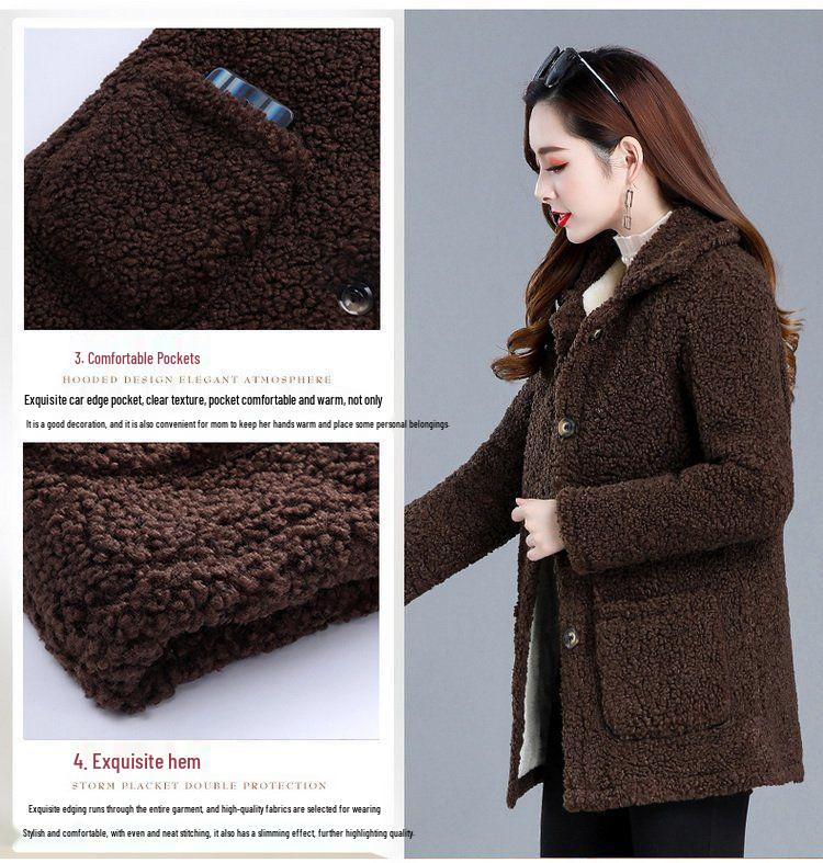 Women's Plus Size Fleece Short Coat with Velvet & Lamb Wool for Autumn & Winter – Fashionable & Warm for Middle-aged & Elderly
