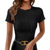Women's Solid Color Round Neck Slim Short Sleeve T-shirt Top