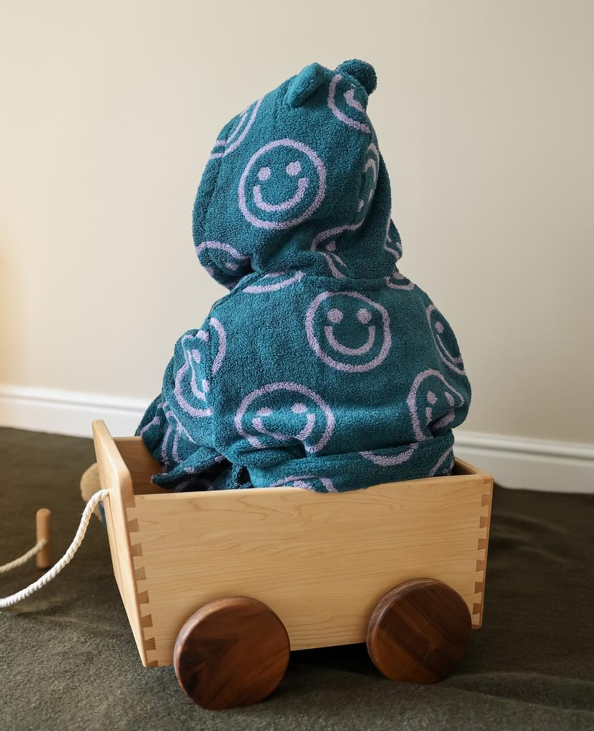 Smiling Face Retro Parent-Child Bathrobe Refined Sparse Long-Staple Cotton Bathrobe Cotton Yarn-Dyed Long-Staple Cotton Bathrobe