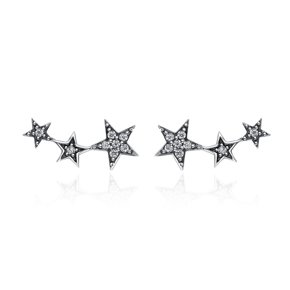 WOSTU Silver Earrings Real 925 Sterling Silver Asymmetrical Heart Hoop Earrings for Women Fashion Silver Earring Jewelry Gift