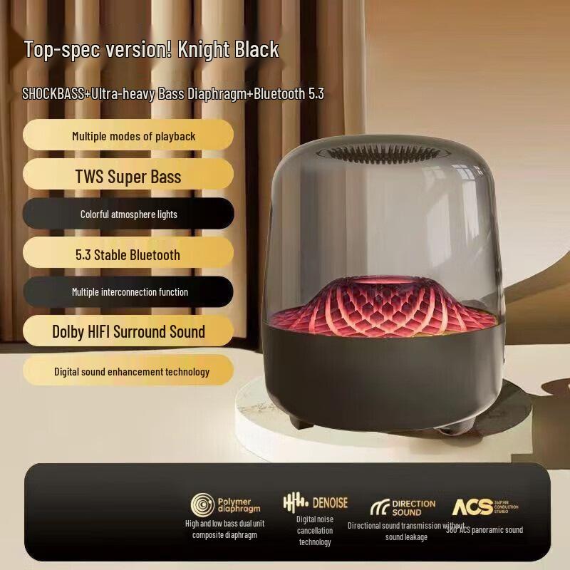 

F7 Glazed 5th Gen Wireless Bluetooth Desktop Speaker with Ambient Light & Subwoofer