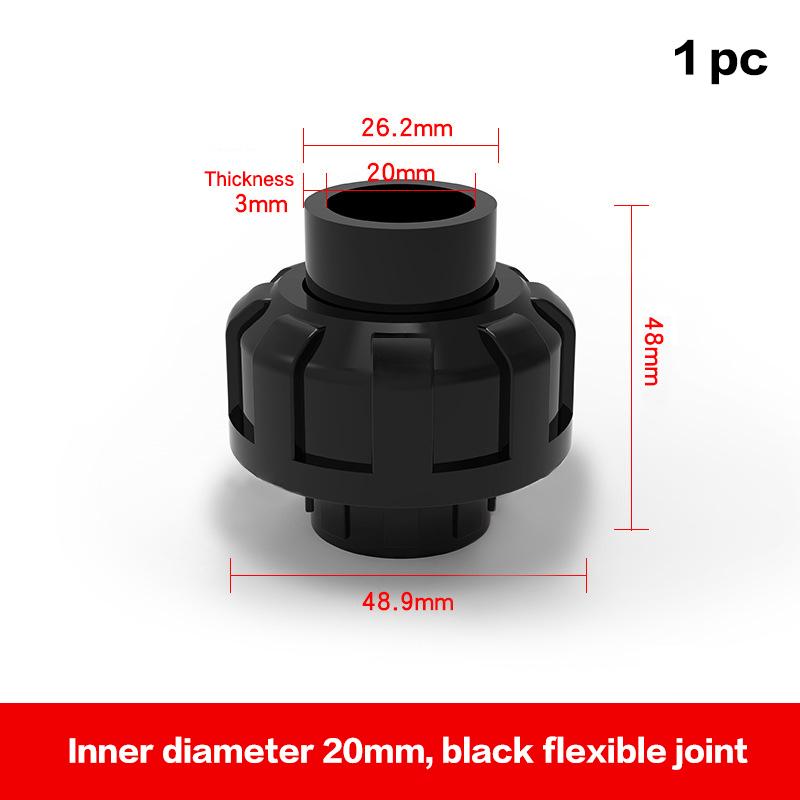 

1/5Pcs 20/25/32/40/50mm Black PVC Union Connector Garden Irrigation Pipe Direct Joints Aquarium Drainage Pipe Straight Connector