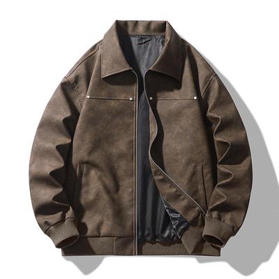Herren 2025 Frühjahr Mode Revers Motorrad Lederjacke - Koreanischer Stil Retro Amerikanische Straße Oberbekleidung