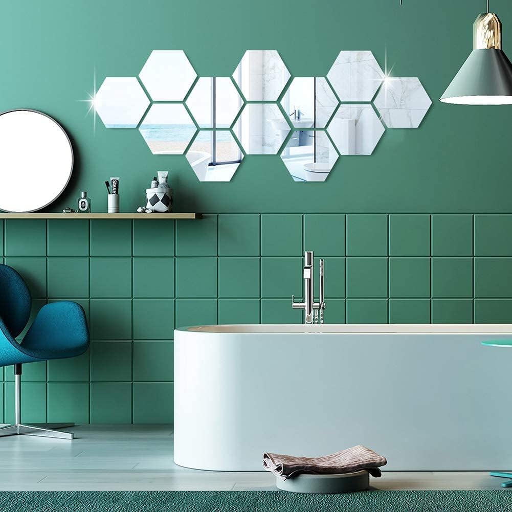 6/12pcs 3D Mirror Wall Stickers Hexagon Shape Acrylic Removable Wall Sticker Decal DIY Home Decoration Art Mirror Ornaments