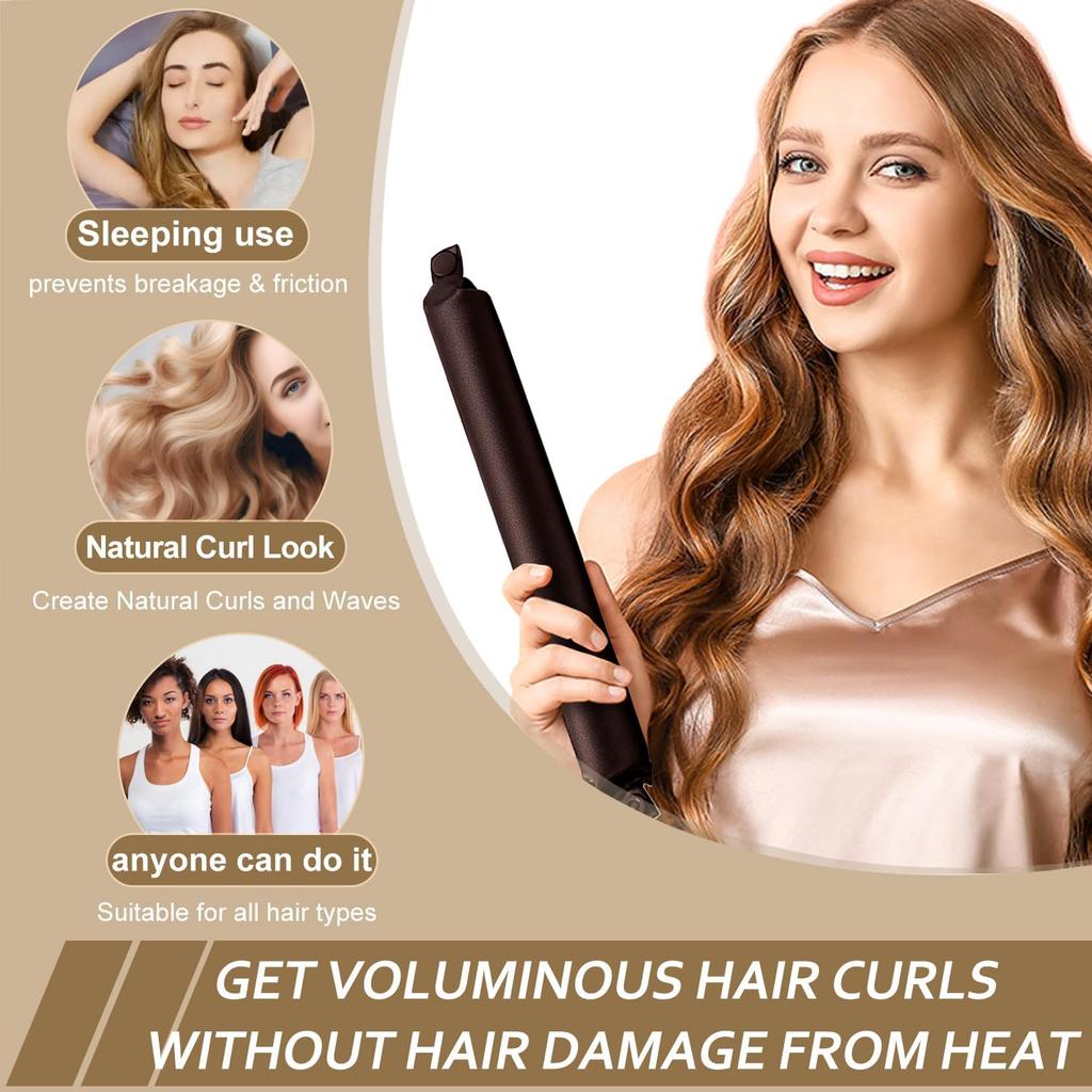 Hitzefreie Lockenwickler-Kopfband Weicher Haarwickler Ohne Hitze Haarrollen Faule Locken Schlafen Flexi-Stäbe mit Haube Styling-Werkzeuge