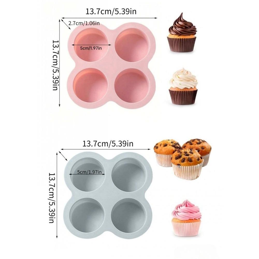 Reusable Silicone Egg Cake Mold Non Stick Air Fryer Baking Tool Silicone Muffin Mold for Baking Hamburger Bun 4 Cavity Mold