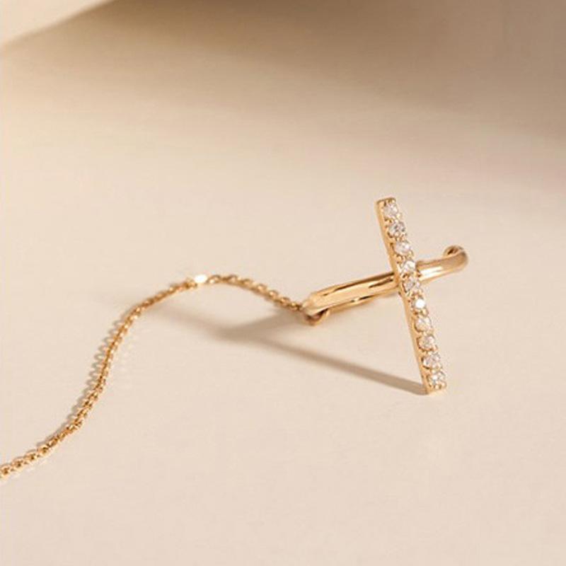 Tassel Earrings Long Niche Fashion Versatile Sweet Cool Face Thin Slightly Inlaid Zircon Cross Earrings