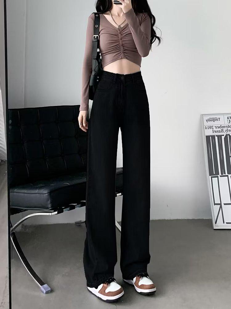 

Женские утолщенные черные широкие бархатные джинсы - Коллекция Осень/Зима 2022 S