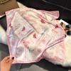 French Light Luxury Floral Small Square Scarf Simulation Silk Printing Silk Scarf Headscarf Women's Spring and Summer Scarf Temperament Scarf Scarf N