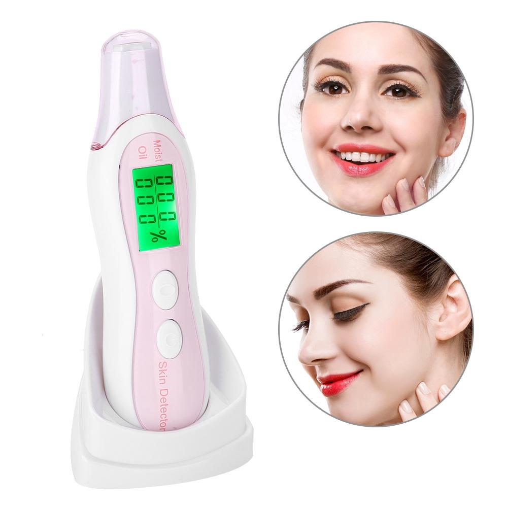 Digital LCD Display   Skin Sensor Tester Facial Moisture Water Oil Analyzer White