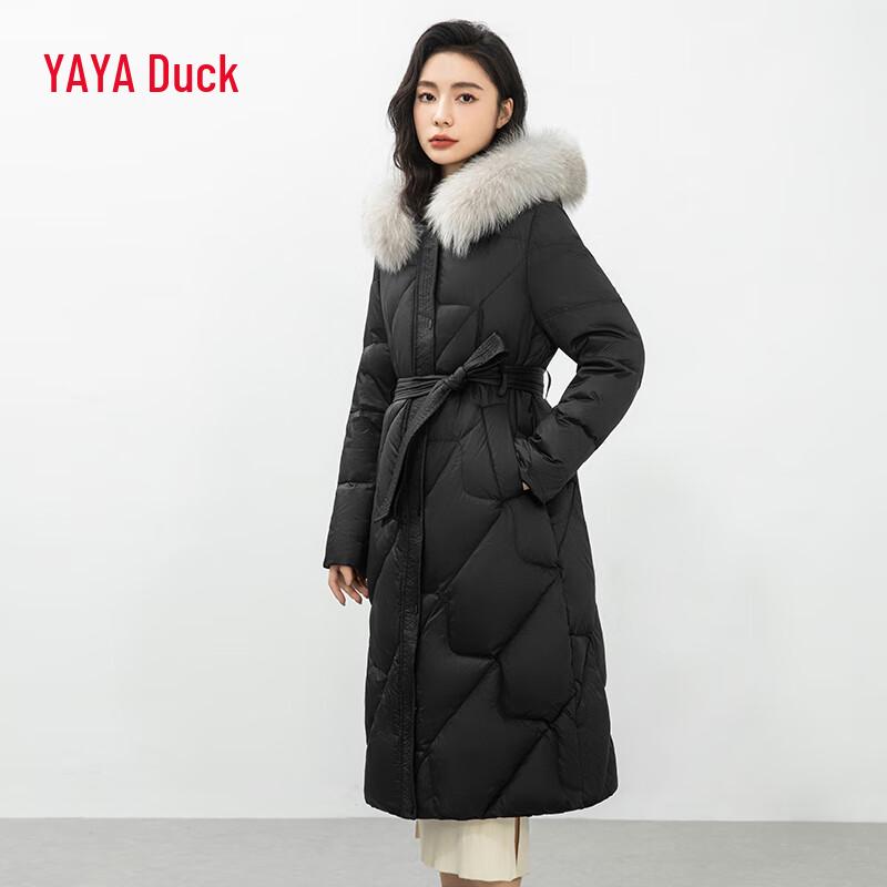 

Women s Mid-Length Hooded Duck Down Puffer Coat with Fox Fur Collar XL