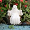 Swing Ghost Garden Statue Cute Resin Ghost Figurine Outdoor Tree Hanging Ornament for Porch Garden Lawn Yard Decor