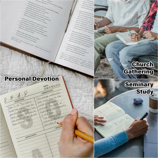 Plánovač poznámek k Bibli Metoda SOAP Deník ke studiu Bible 200stránkový sešit z tlustého papíru pro reflexi nad Písmem a sledování modliteb
