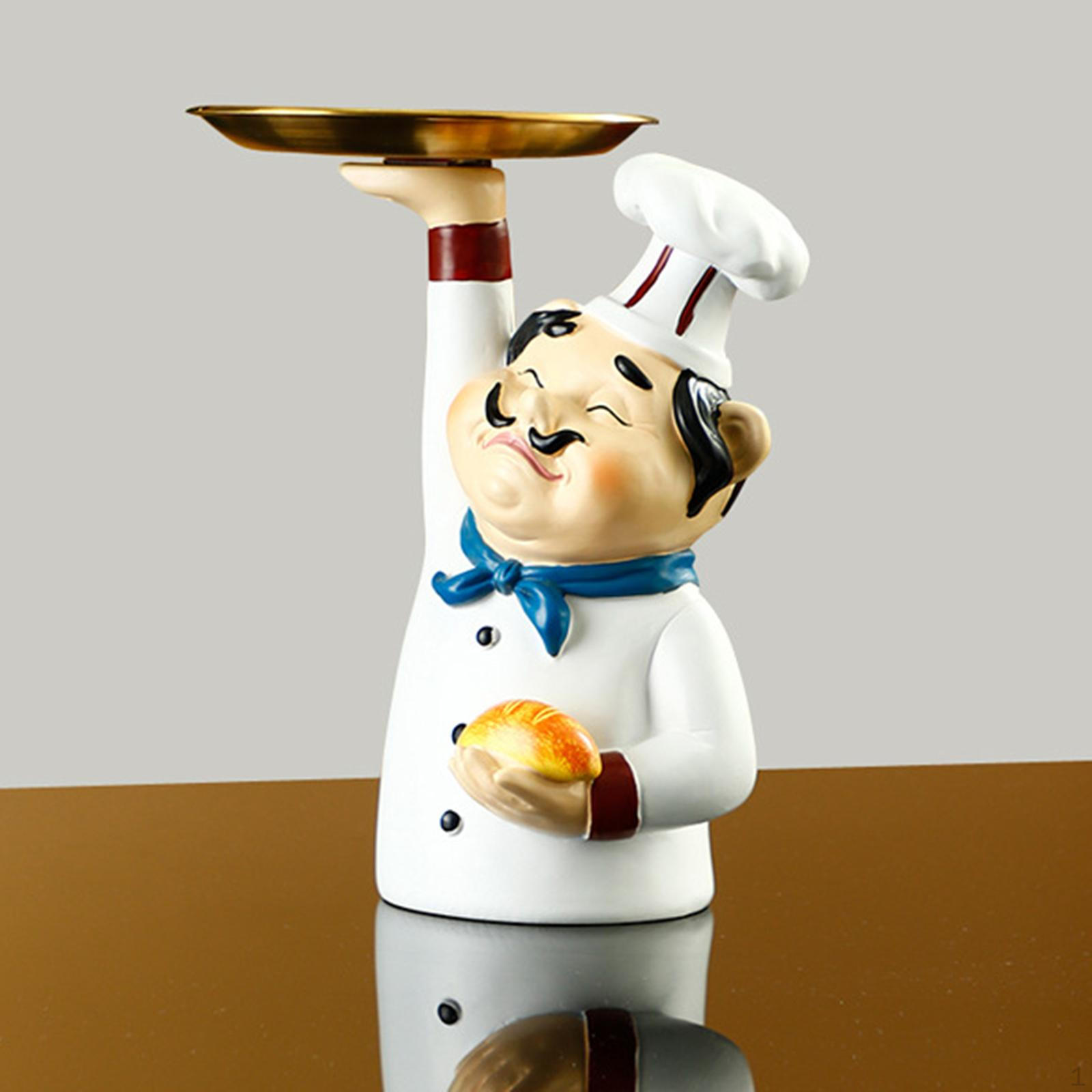 

Chef Statue Kitchen Serving Tray Wine Rack Display Decor Figurine , Storage Sculpture Home Dinner