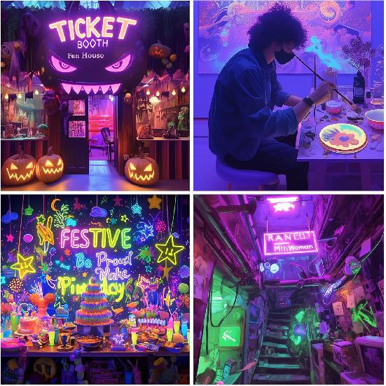 60W LED Black Lights, Waterproof Blacklight Flood Light with Plug for Glow Party Large Space, Outdoor, Halloween, Bedroom, Stage Lighting, 2 Pack