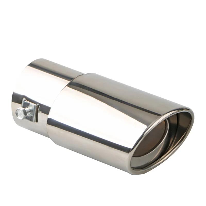 Automobile exhaust muffler tip single outlet round stainless steel rear rear chrome plated round exhaust muffler modified automo Silver cylinder