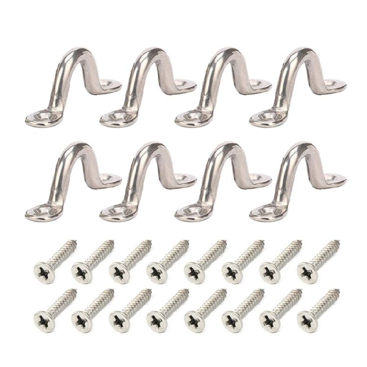 8pcs/10pcs Tie Down Anchors Point Stainless Steel Tie Down Eye Straps Kayak Deck Loop with Screw Marine Boat Top Pad Eye
