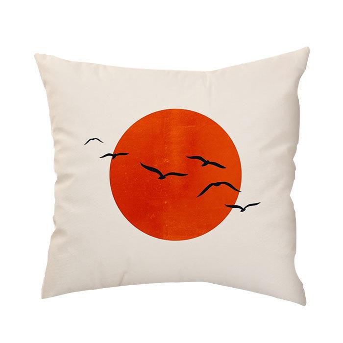 Simple Sunset Branch Landscape Pillow Short Plush Printed Pillow Case Sofa Backrest Decorative Backrest Cover