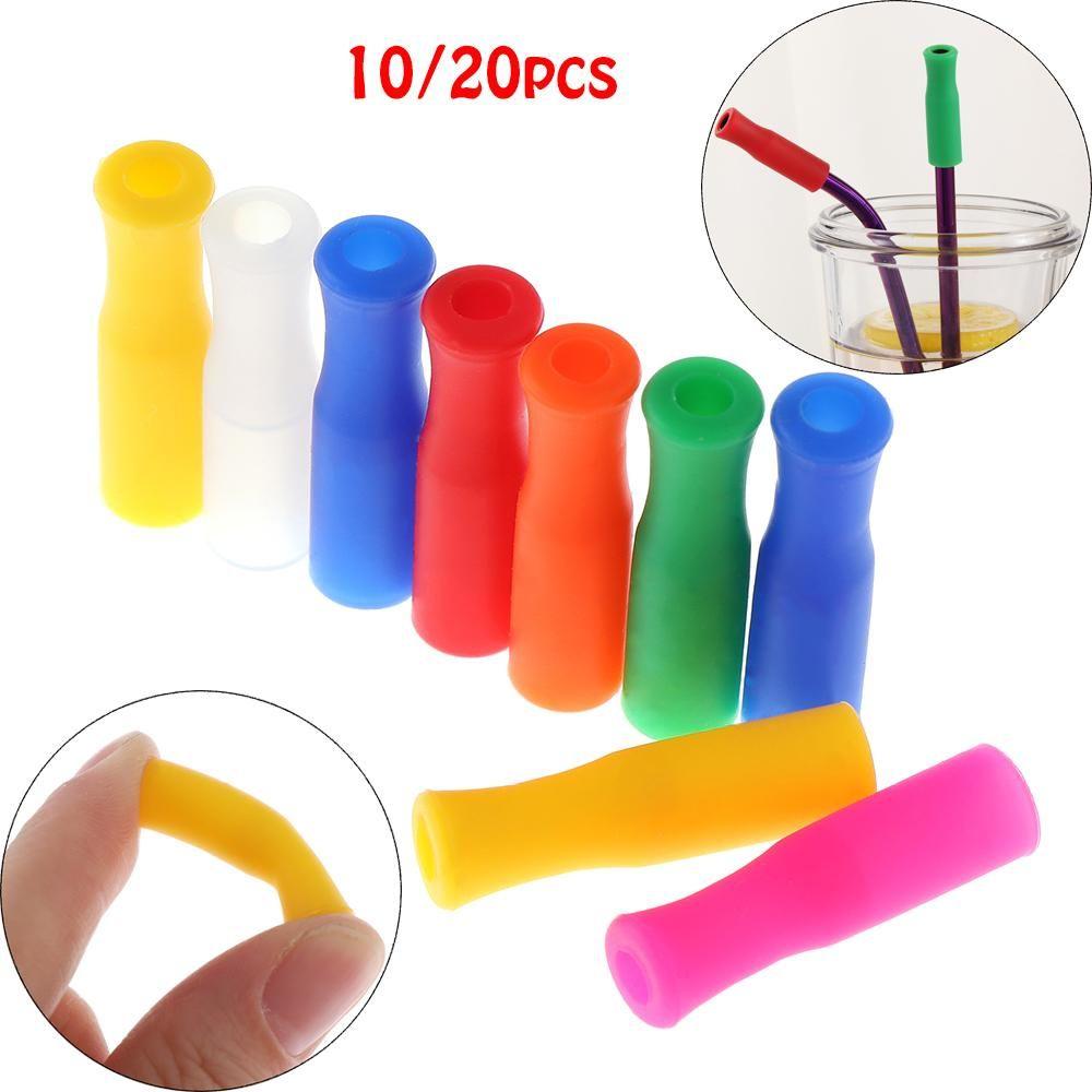 Reusable Stainless Steel Teeth Protector Straws Cap Straw Sleeve Drinking Straw Silicone Cover
