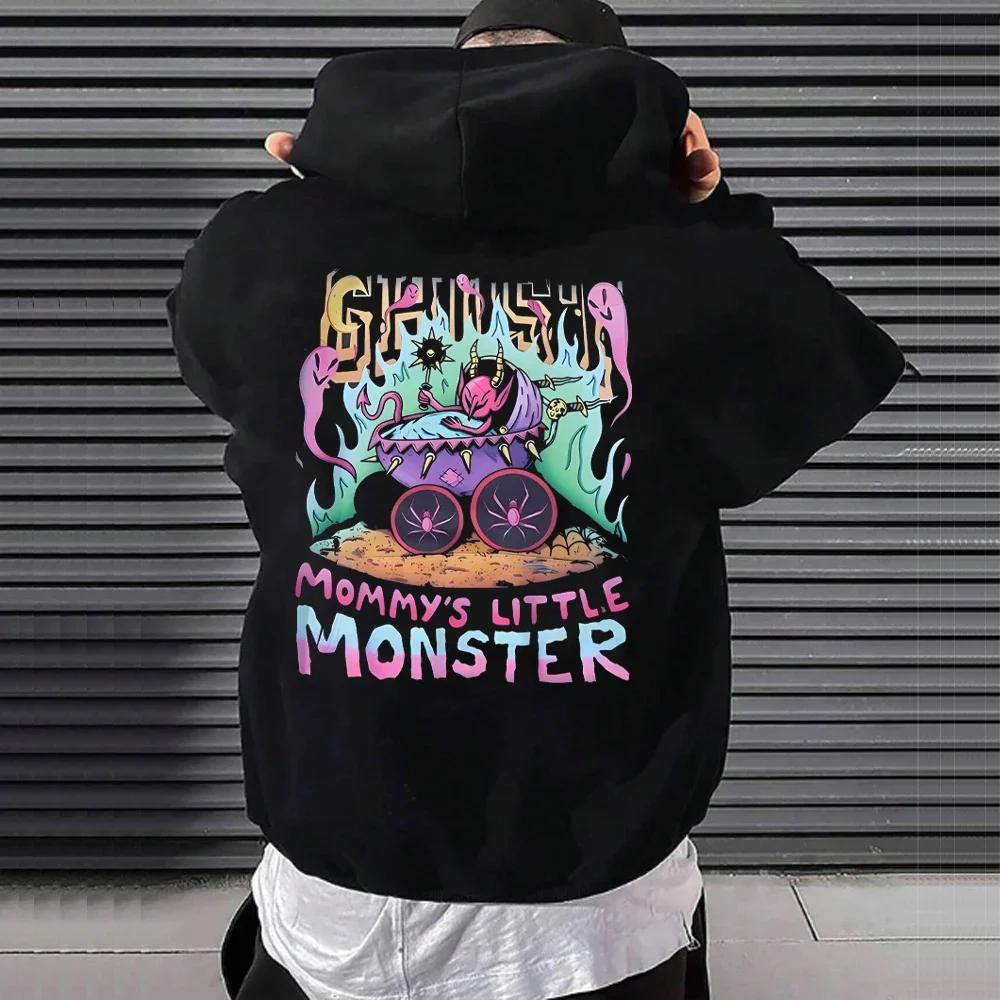 Gothic Printed Sweatshirt Men's Women's Fleece Casual Hooded Pullover Harajuku Hoodies Autumn Winter Loose Oversized Streetwear