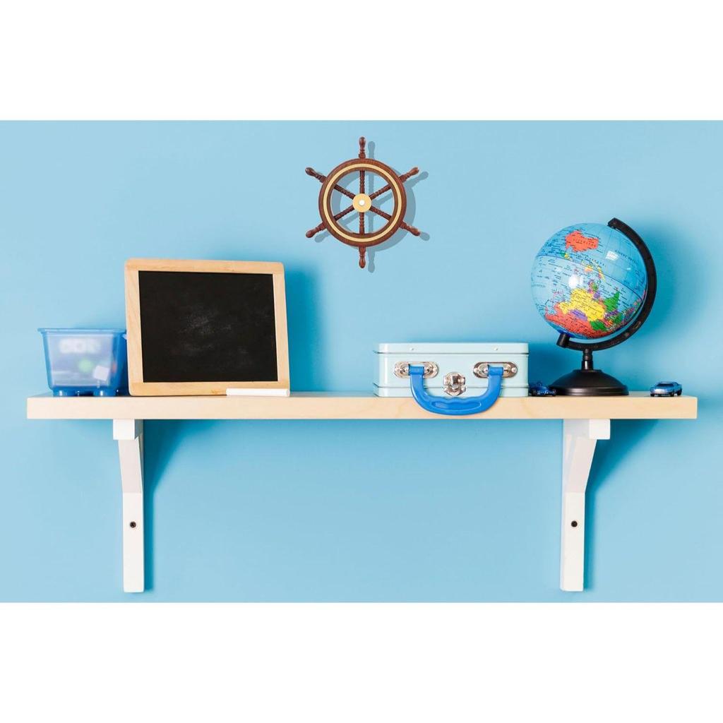 Hand Crafted Premium Nautical Wooden Ship Wheel | Exclusive Pirate's Wall Decor | Ocean  (Natural Wood - Brass Ring, 4 Inches)