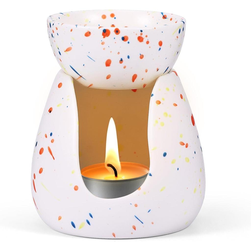 Wax Melt Burners,Ceramic Essential Oil Burner,Wax Melt Burner With Tealight Holder, Wax Burner For Essential Oils With Removable Bowl, Wax Burners