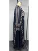 Middle Eastern Ethnic Style Navy Blue Plus Size Long Dress with Long Sleeves