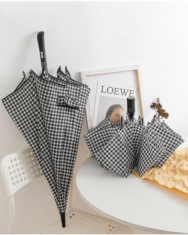 PARACHASE Větruodolný lehký deštník s kohoutí stopou - Dlouhá rukojeť, korejský styl, ochrana proti slunci a dešti, skládací design.