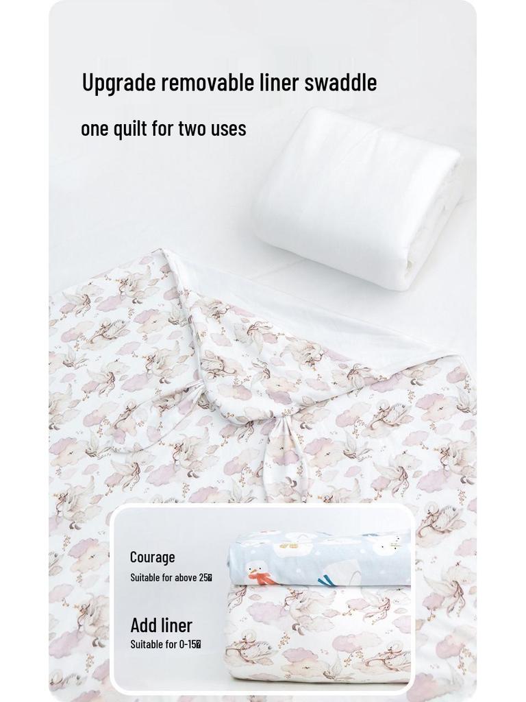 Large Cotton Swaddling Blanket for Newborns: Dual-Use, Detachable Liner, Washable for Autumn and Winter
