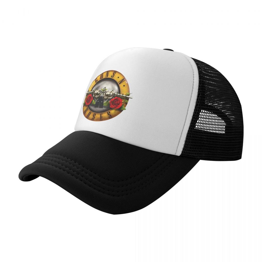 Guns N Roses Ležérní Obyčejná kšiltovka ze síťoviny kovová páska Nastavitelné čepice se zipem pro ženy Unisex čepice táta Trucker