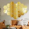 3D Hexagon Mirror Wall Sticker Self Adhesive DIY Wall Mirrors Stickers Removable Mosaic Tiles Decals Bedroom Home Decor Supplies