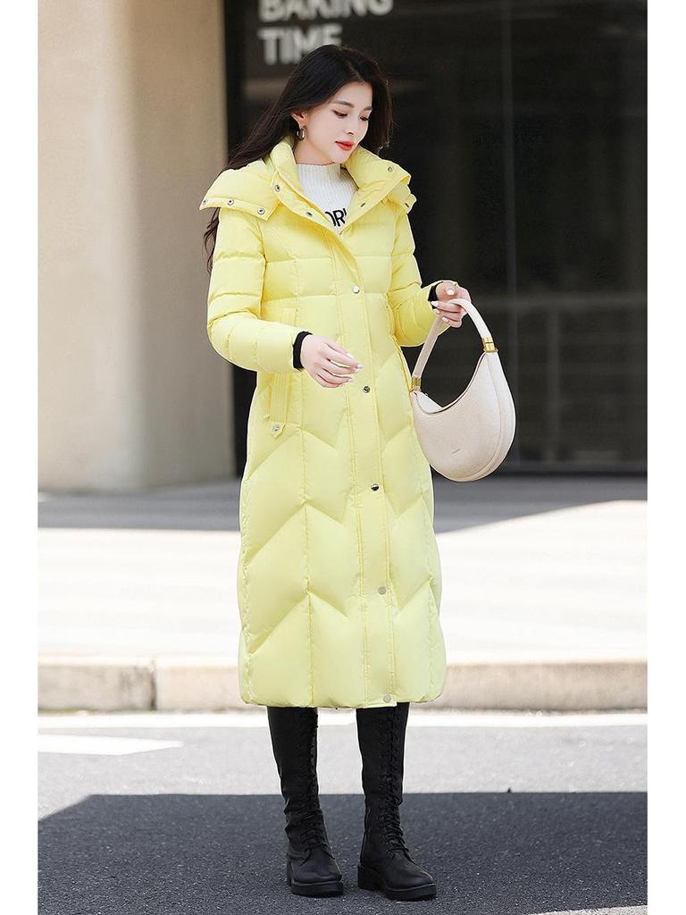 Women's 95% Duck Down Long Coat - 2025 Style Slim Fit, Waist-Cinching, Over-The-Knee, Thickened Winter Fashion Jacket