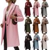 Women's Stylish Casual Color Long Coat with Buttons and Pockets for Daily Wear