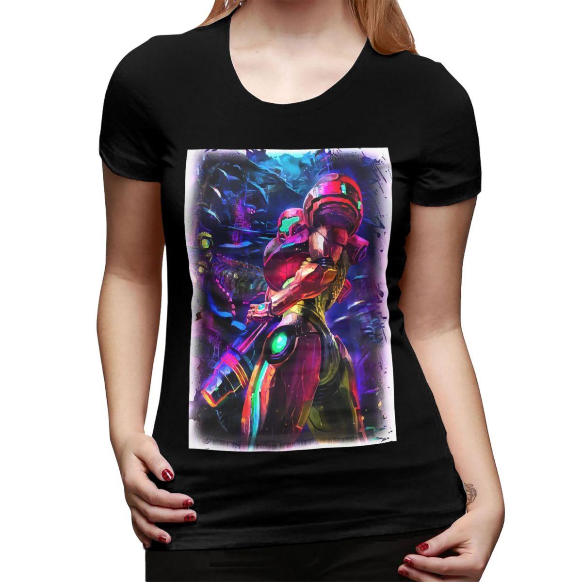 

Metroid Samus Aran Metroid TShirt for Women Crew Neck Streetwear T Shirts Womens Tees Short Summer Clothes Tops XXL