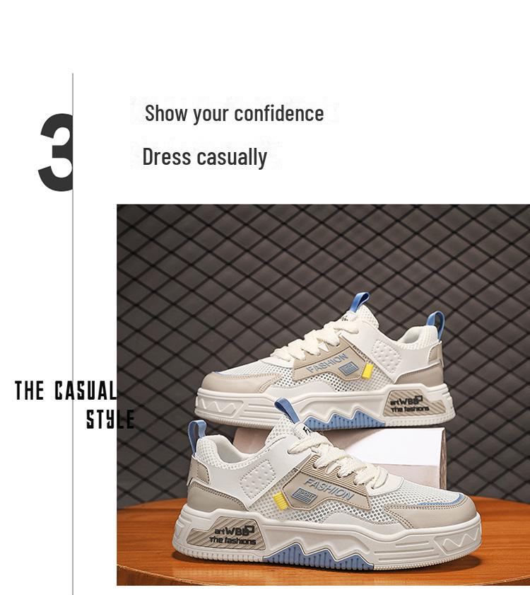 Men's Summer 2024 Trendy White Mesh Sneakers: Breathable and Stylish