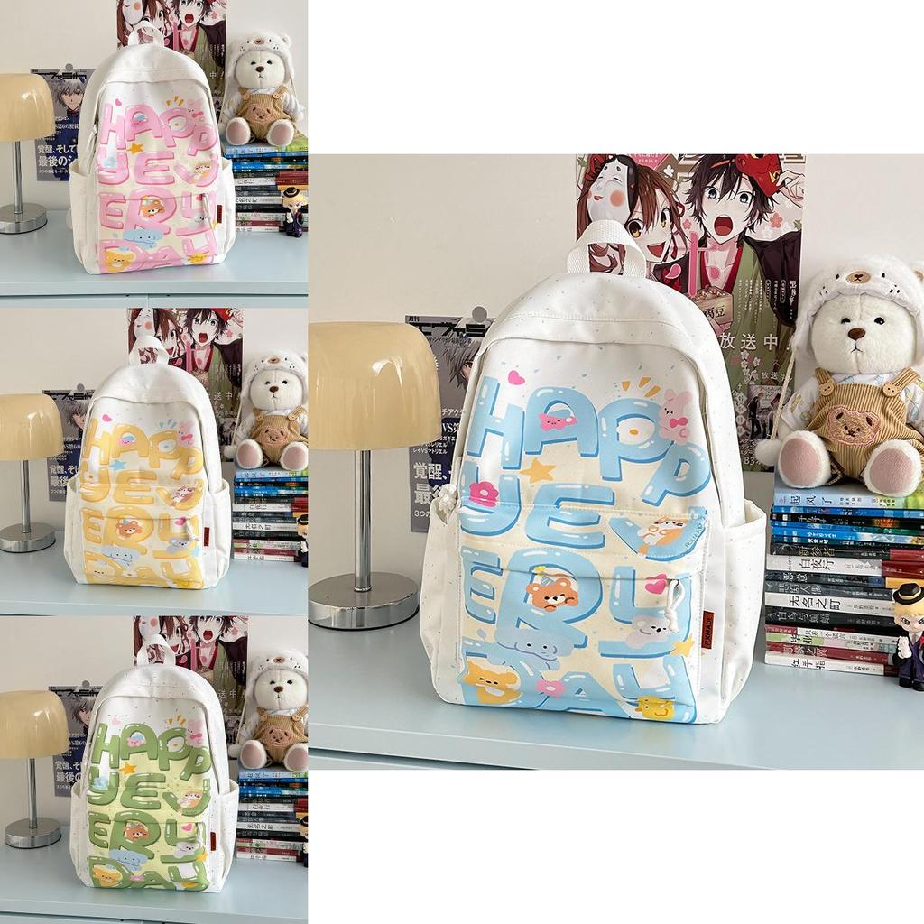 Cute Cartoon Rabbit Elephant Koala Dog Animal Letter Printed Student Backpack For Middle School Students