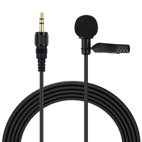 NiceAI Clip-on Lavalier Microphone (Compatible with Sony UWP Series) Wireless Microphone, 120cm, Black | Windproof Design with Noise Cancellation