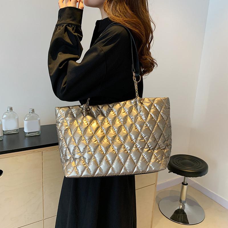 Damen-Tragetasche mit Rautensteppung, große Kapazität, Tragegriff oben, vielseitige, weiche Umhängetasche, lässige, trendige Einkaufstasche für Damen