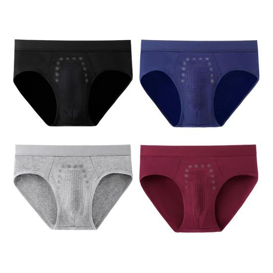 Men Briefs Elastic Mid-Waist Design Solid Color U-Convex Panties High Elasticity Comfortable Fit Underwear