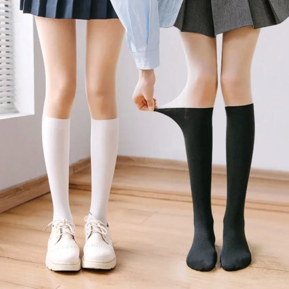 Patchwork Over Knee Stockings Velvet Texture JK Socks Fashion Thigh High Pantyhose  JK