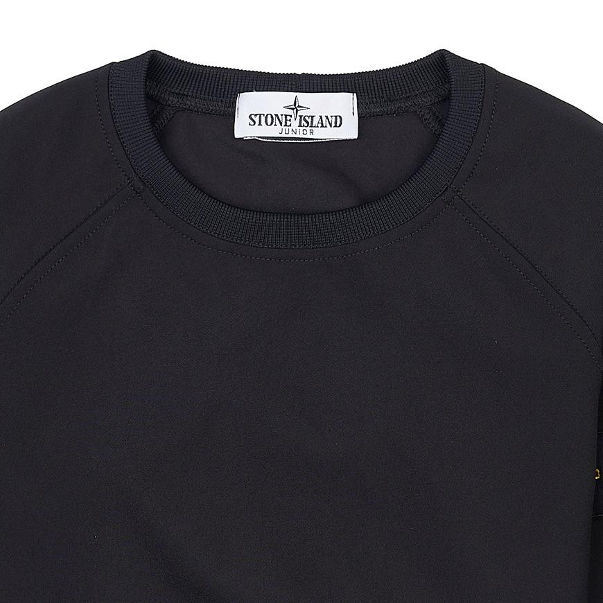 Stone Island T-Shirt Kids Solid Color Logo Badge Crew Neck Loose Long Sleeve Kids tops Black 791660344-V0029