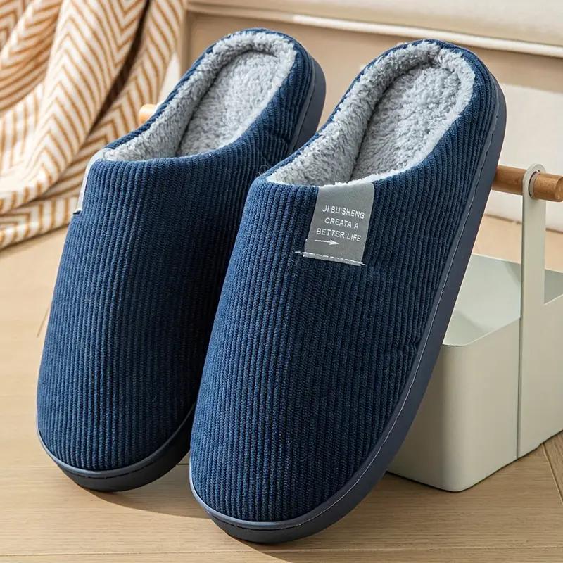 Winter New Cotton Slippers Couple's Solid Color Home Indoor Slippers with Plush Comfortable Plush Slippers