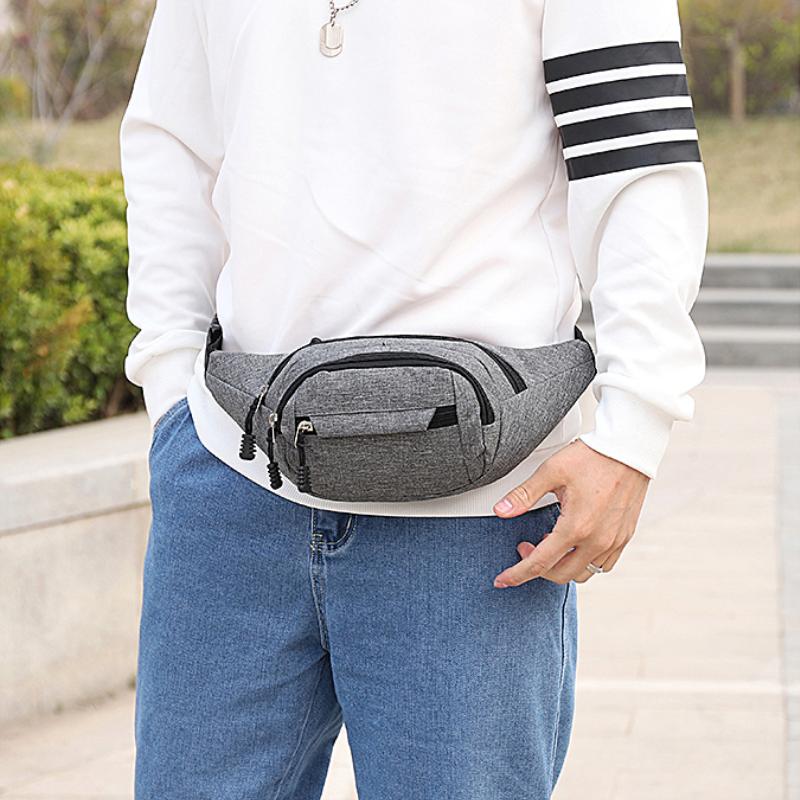 Men's Solid Color Simple Sports Chest Bag, Waist Bag, Multi-functional Sports Outdoor Leisure Shoulder Messenger Bag.